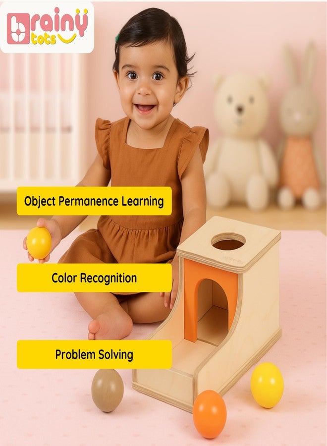 Brainytots Montessori Object Permanence Box with 3 Balls | Wooden Ball Drop Toy for Toddlers 6 Months to 2 Years | Develops Coordination & Cognitive Skills | Science Based Learning Toy - Image 2